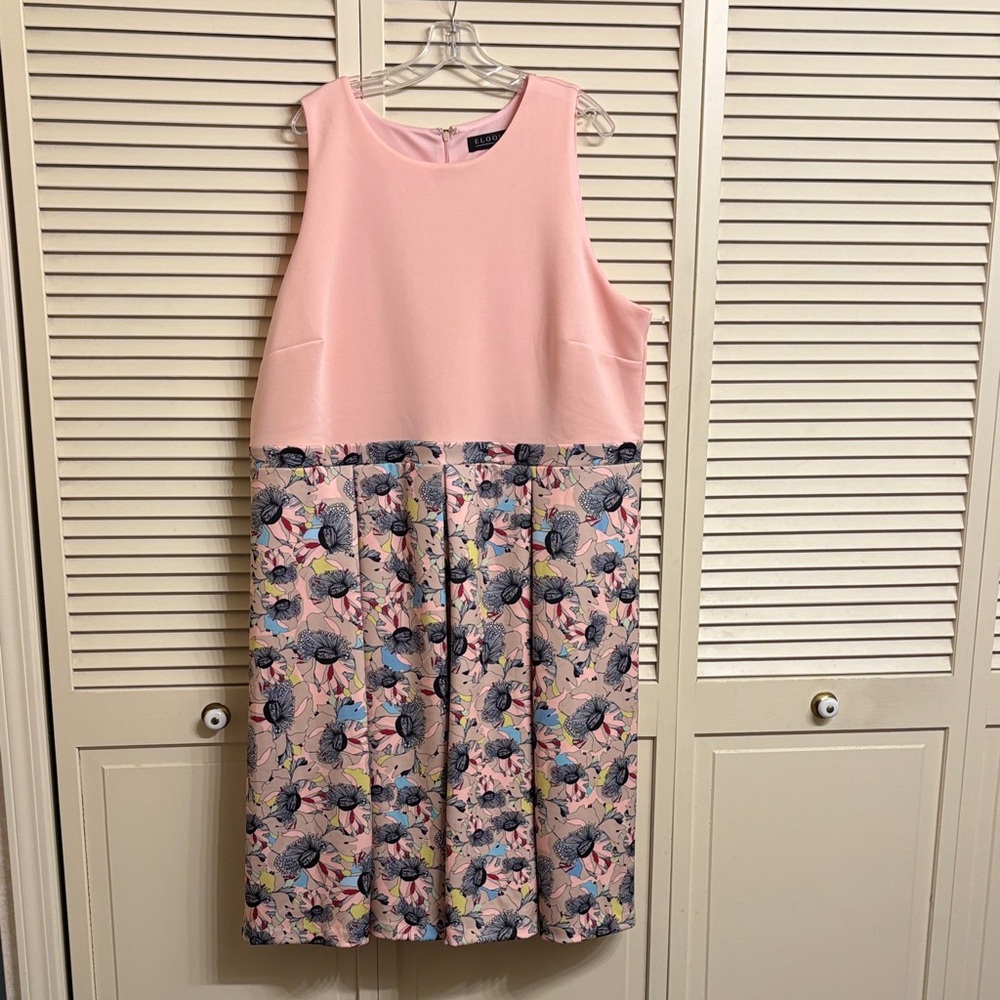 Eloquii Blush Pink And Floral Print Dress